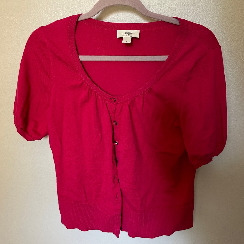 LOFT Cropped Pink Shell